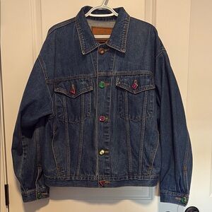 Vintage Denim Jacket with colorful buttons
